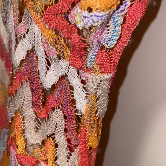 INC International Concepts Large Orange Pink White Zig Zag Cinch Waist Dress - Picture 7 of 12